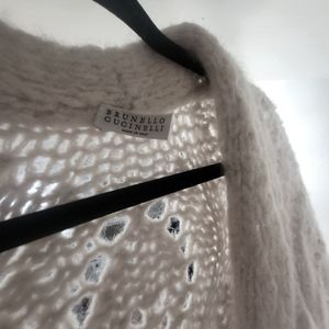 Authentic Brunello Cucinelli Alpaca Belted Maxi Cardigan.